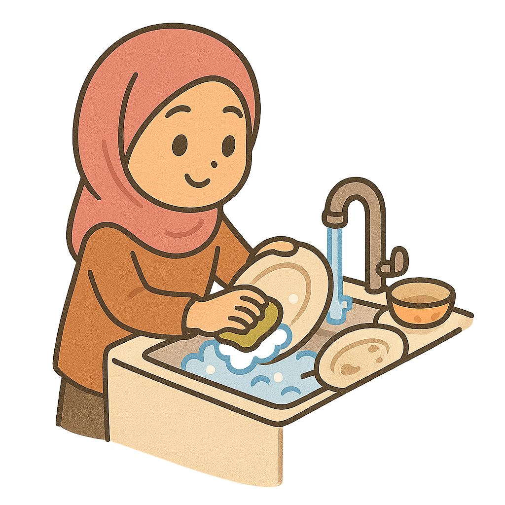 Merapikan alat makan